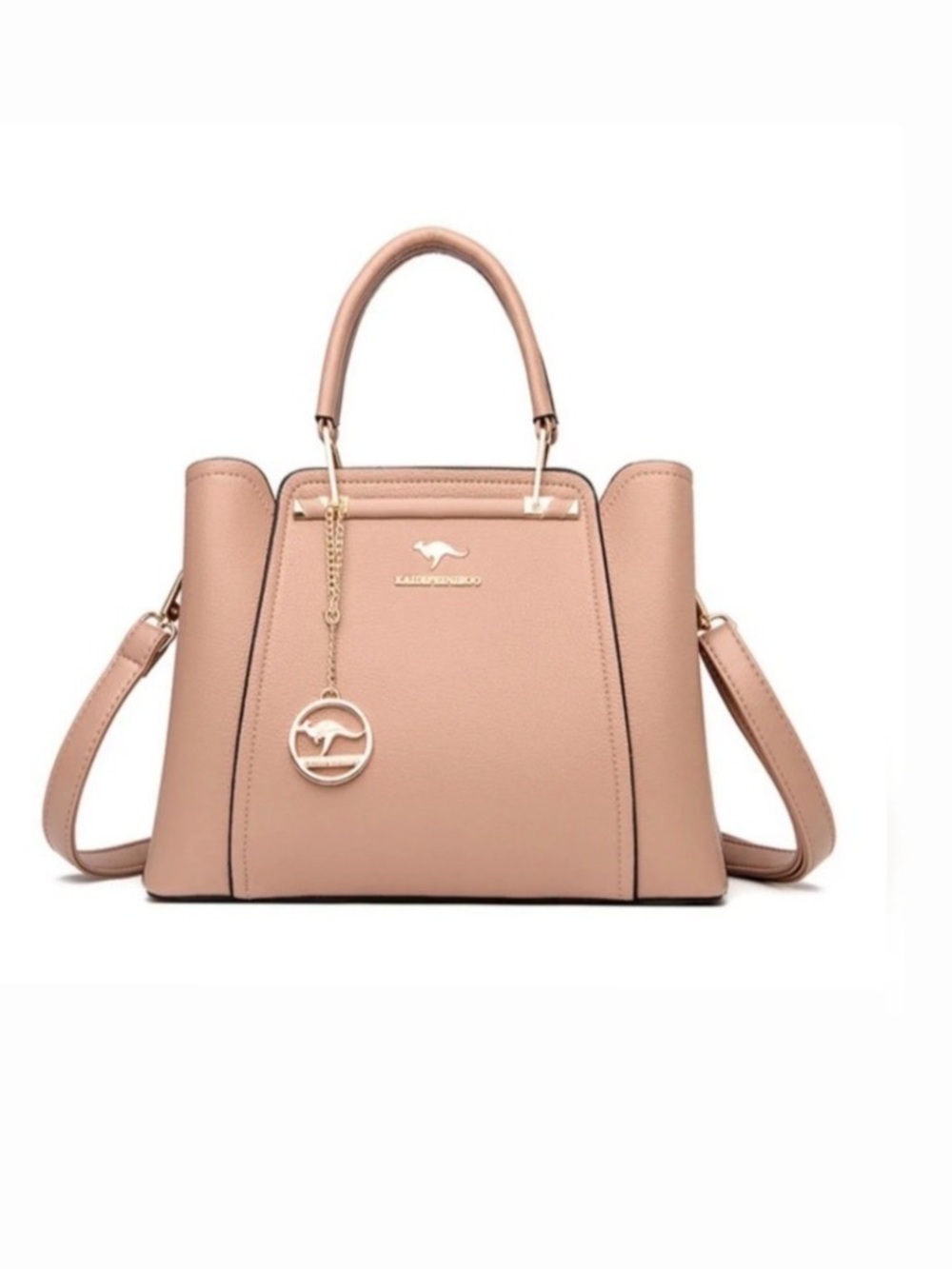 kangaROOS Beige Structured Satchel with Gold Charm